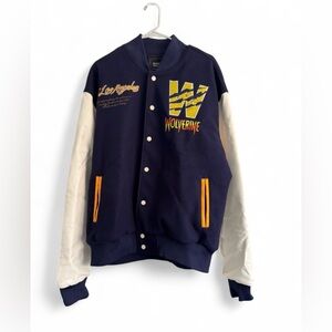 NWT Men’s CVLA X Wolverine Varsity Jacket Marvel Comics XXL 2XL Navy/ivory